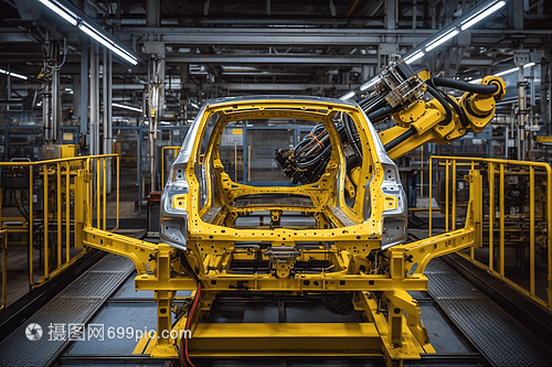 使用機械臂制造新車的框架